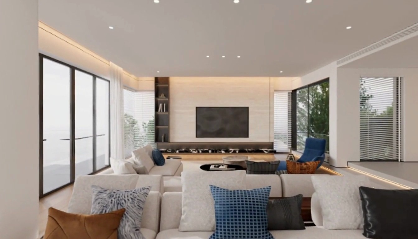 Living room with harbour outlook