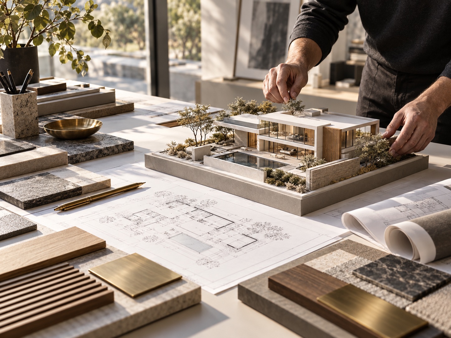 Architectural model and material samples